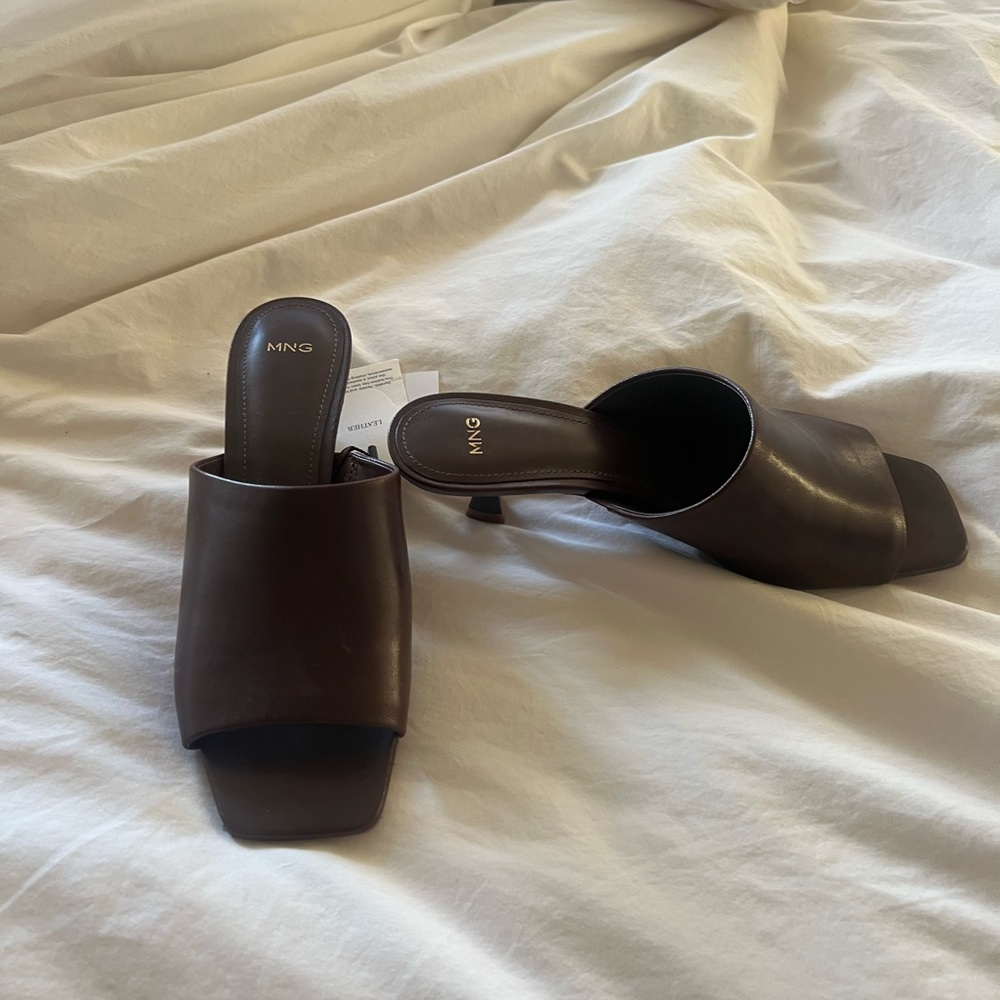 Mango Women's Dark Brown Mules
